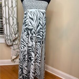 Free People Green and White Strapless:Skirt Maxi Dress